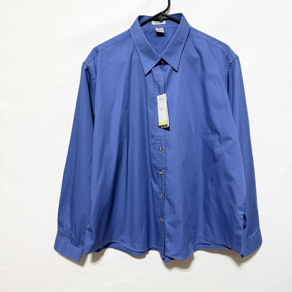 River's End Women's Blue Long Sleeve Button Front Shirt Size XXL NWT